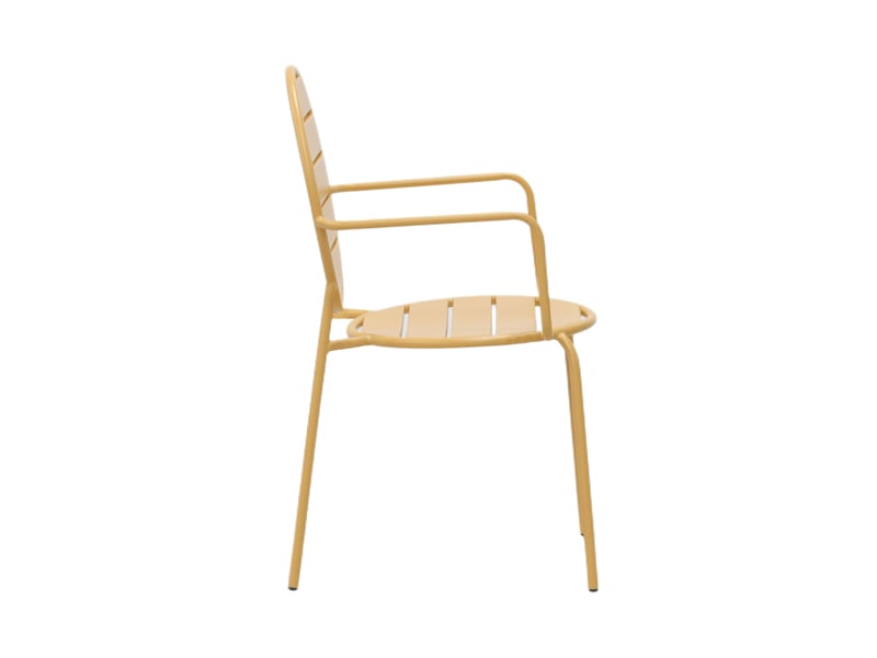 Lot de 2 fauteuils de jardin dossier rond en métal moutarde - baca - Conforama C