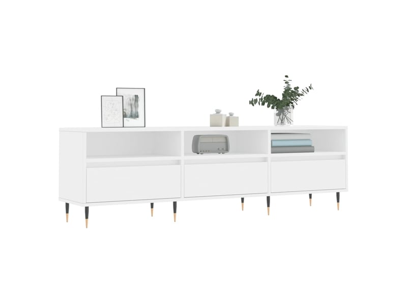  Meuble tv - banc tv - meuble de rangement blanc 150x30x44,5 cm bois d'ingénierie  - Conforama C