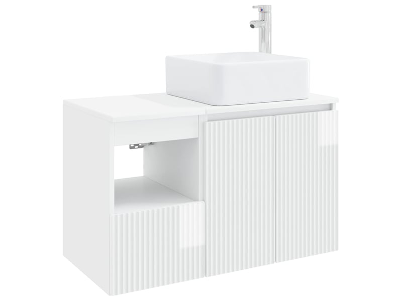  Ensemble de mobilier de salle de bain 2 pc blanc brillant cf64003  - Conforama A