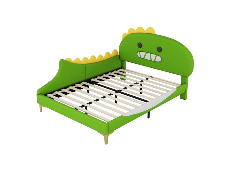  Lit enfant 140x200 cm forme dinosaure en pu vert  - Conforama E