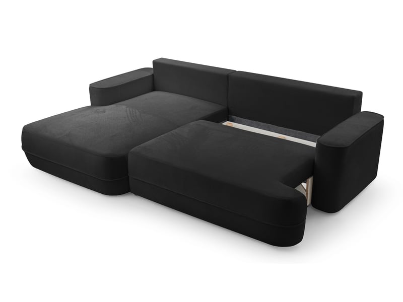  Canapé d’angle avec fonction lit peoni 267 cm noir élégant g Peoni - Conforama E