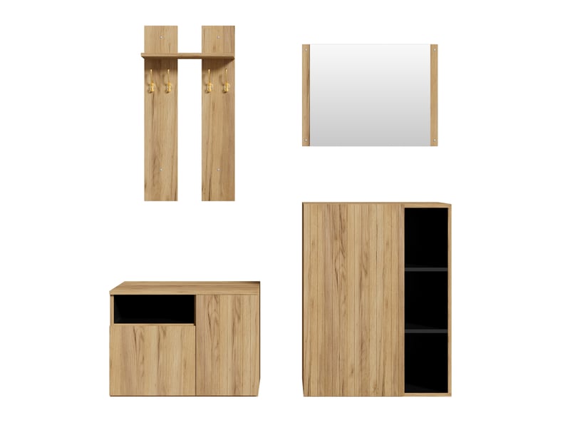  Vestiaire d'entrée 4 en 1 avec miroir banc et meuble à chaussures 120x35x123 cm N657P49205253N - Conforama A