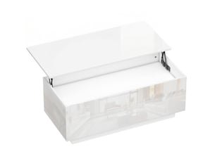 Table basse rectangulaire coloris blanc <strong>WISHDOR</strong> <strong></strong> - 48 cmx102 cm