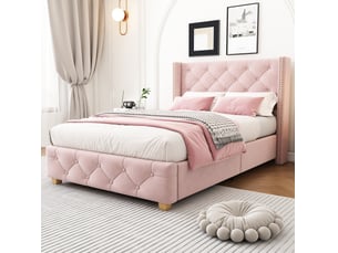 Lit simple 90x200 cm ELVMI coloris rose