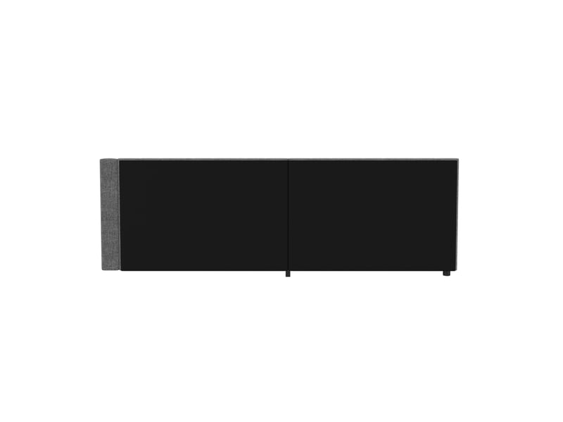  Lit banquette 90 x 200 cm avec deux tiroirs, niches de rangement, éclairage led et ports usb, en lin gris  - Conforama E