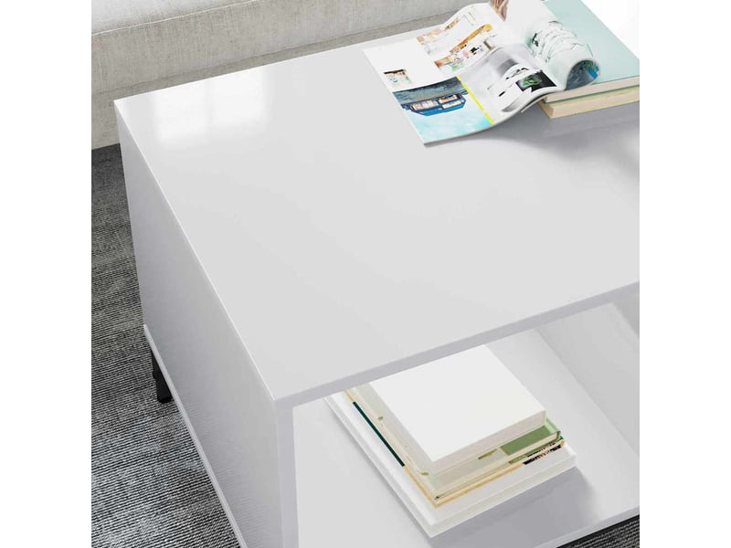  Table basse - table de salon - table à thé blanc brillant 90 x 49 x 46 cm bois d'ingénierie  - Conforama D