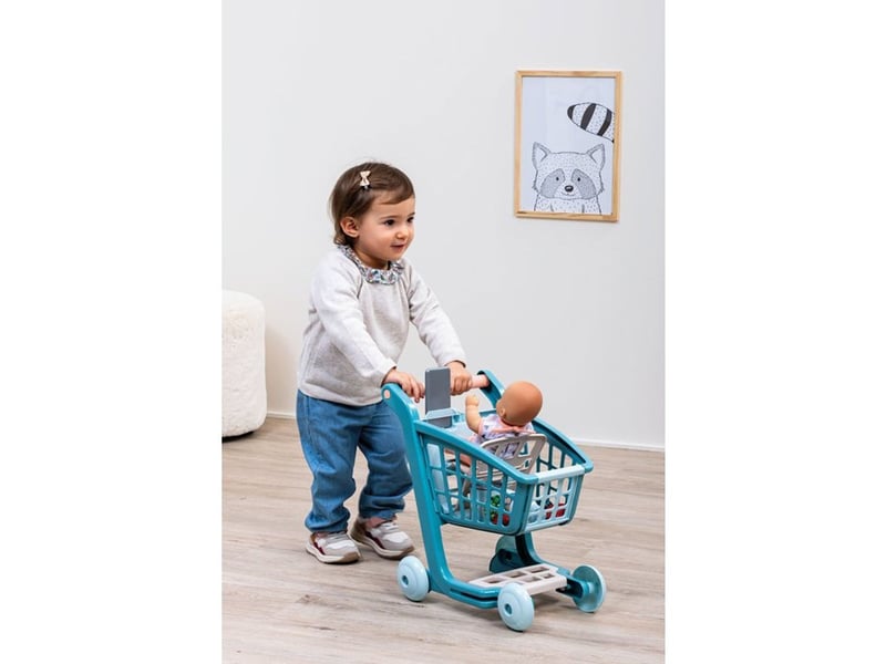  Caddie jouet vert azur avec poupon et 7 accessoires des 18 mois 1658 - Conforama D