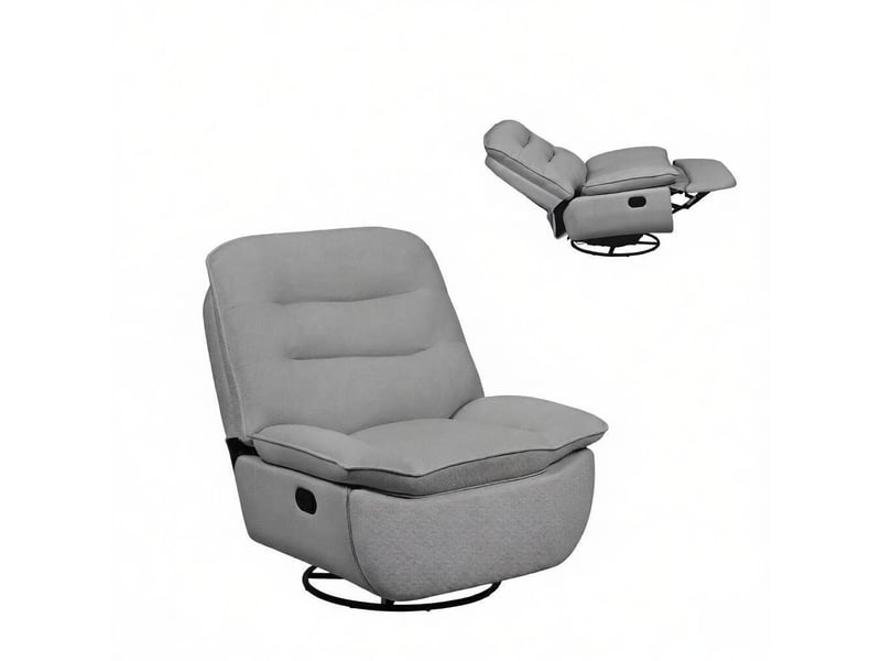  Chaise relax pivotante 1 place en tissu gris foncé, avec repose-pieds, balancement et rangement  - Conforama D