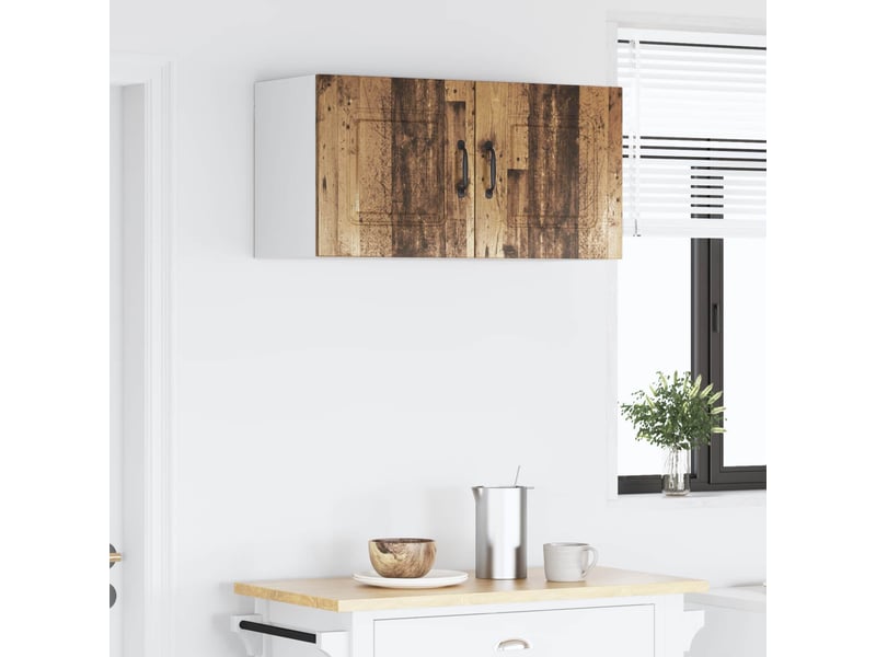 Meuble mural de cuisine | armoire de cuisine bois ancien 80x31x40cm shl6318 - Conforama D