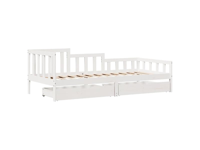 Lit simple- lit adulte -  lit de jour et tiroirs sans matelas blanc 80x200 cm bois massif  - Conforama B