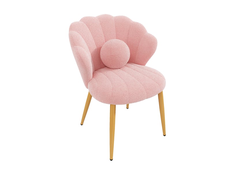  Lot de 6 chaises de salle à manger coquillage 60x62,5x83 cm en tissu teddy rose  - Conforama E