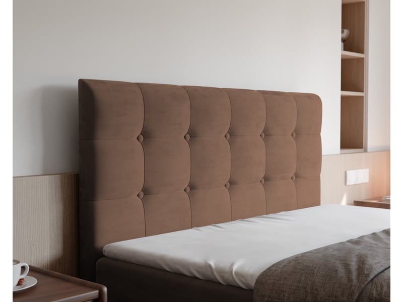 Lit coffre bailey - 180x200 cm - avec matelas et surmatelas - velours dense - marron clair BAILEY - Conforama D