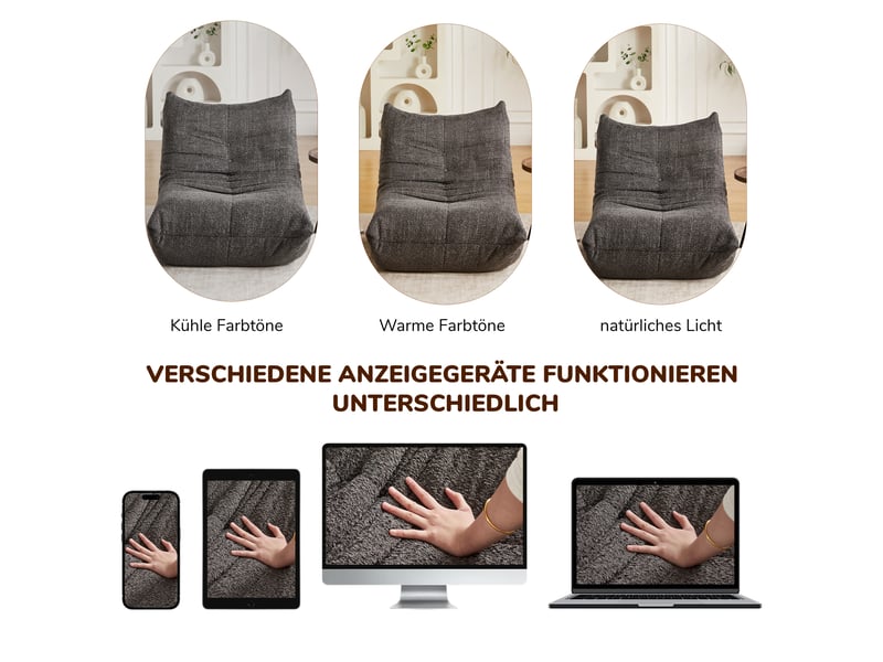  Chaise longue modulable - tissu en chenille doux - mousse haute densité - design ergonomique - sans assemblage Gris - Conforama C
