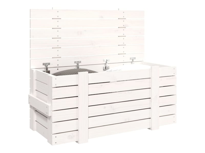  Boîte de rangement, coffre de rangement blanc 91x40,5x42 cm bois massif de pin  - Conforama D