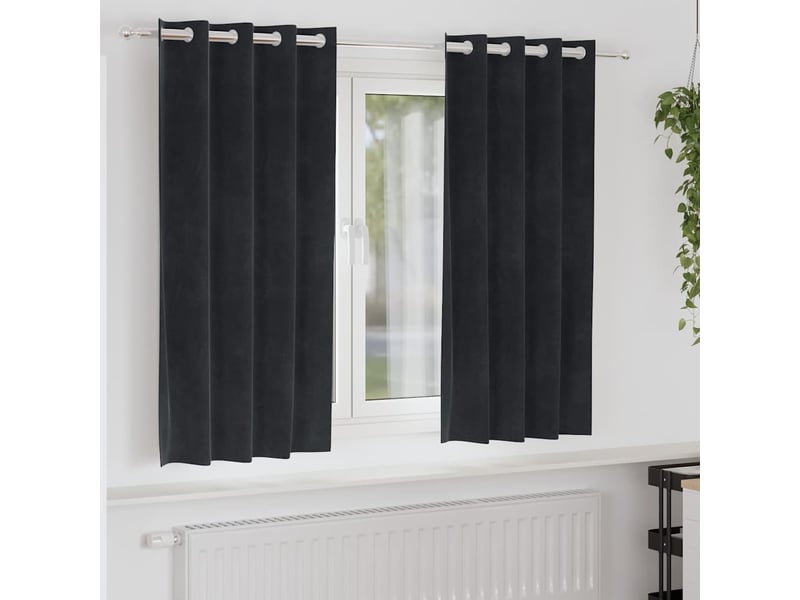 Lot de 2 rideaux, rideaux de fenêtre noir 140 x 175 cm velours cf44092 - Conforama B