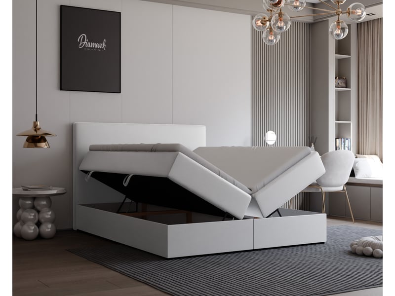  Lit coffre giulia - 180x200 cm - avec matelas et surmatelas - éco-cuir - blanc GIULIA - Conforama C