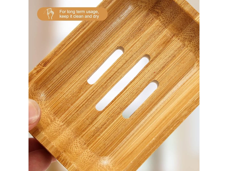  Lot de 2 porte-savon en bambou en bois naturel pour salle de bain cuisine éponges accessoires de rangement  - Conforama C