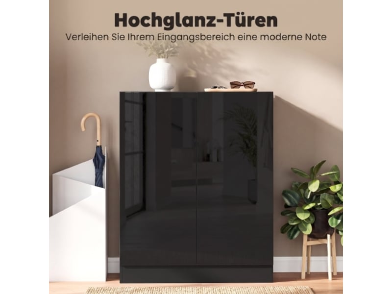  Meuble à chaussures noir 5 niveaux pour 20 paires avec étagères réglables pour entrée et couloir  - Conforama D