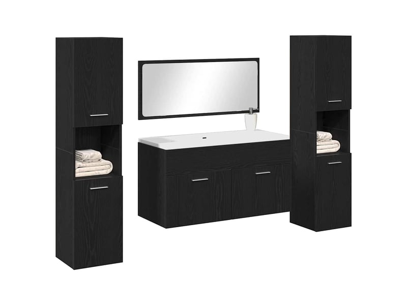  Ensemble de mobilier de salle de bain 4 pc chêne noir cf64507  - Conforama C