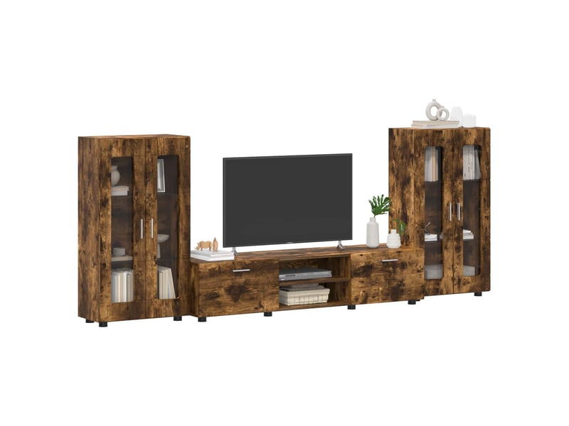  Ensemble meuble tv - banc tv - meuble de rangement florin 3 pcs chêne fumé bois d'ingénierie  - Conforama C