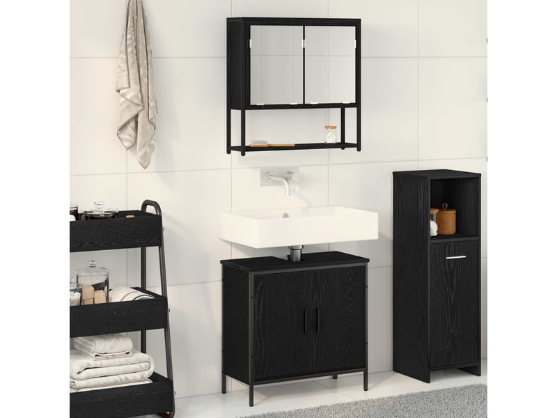  Ensemble de mobilier de salle de bain 2 pc noir 60 x 30 x 60 cm cf64182  - Conforama B