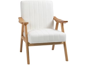 Fauteuil lounge scandinave 68x74x82 cm, revêtement en velours de couleur blanc crème, design moderne, canapé 1 place