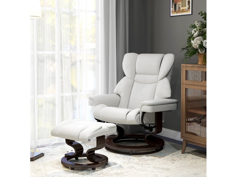  Fauteuil relax électrique massant 145° pivotant blanc crème avec repose-pieds  - Conforama D