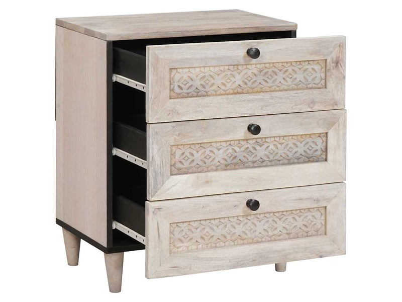  Table de chevet - cabinet de chevet - table de nuit blanc 50 x 33 x 62 cm bois d'ingénierie  - Conforama A
