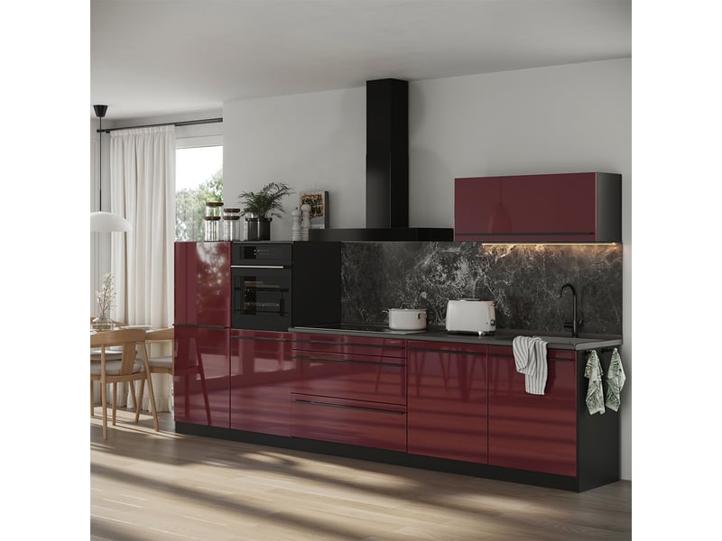  Vicco cuisine, rouge brillantanthracite, 340cm sans plan de travail  - Conforama C