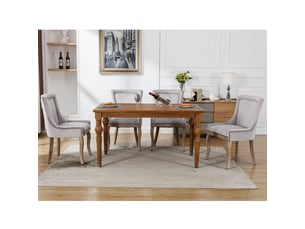 Lot de 4 chaises de salle à manger en velours gris, pieds en bois massif