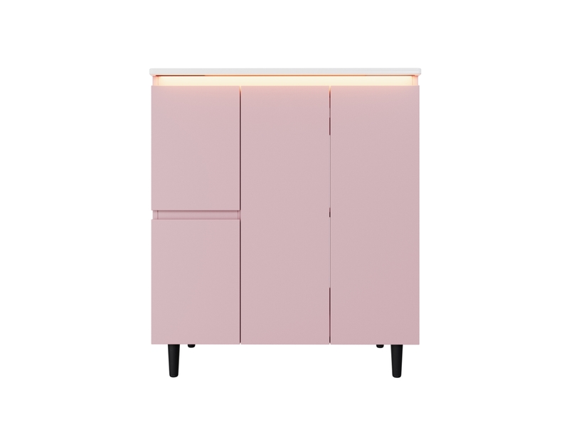  Meuble sous vasque sur pied 76x47x89 cm avec vasque intégrée rose  - Conforama A