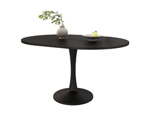 Table à manger extensible 100x140x75 cm ovale mdf métal noir