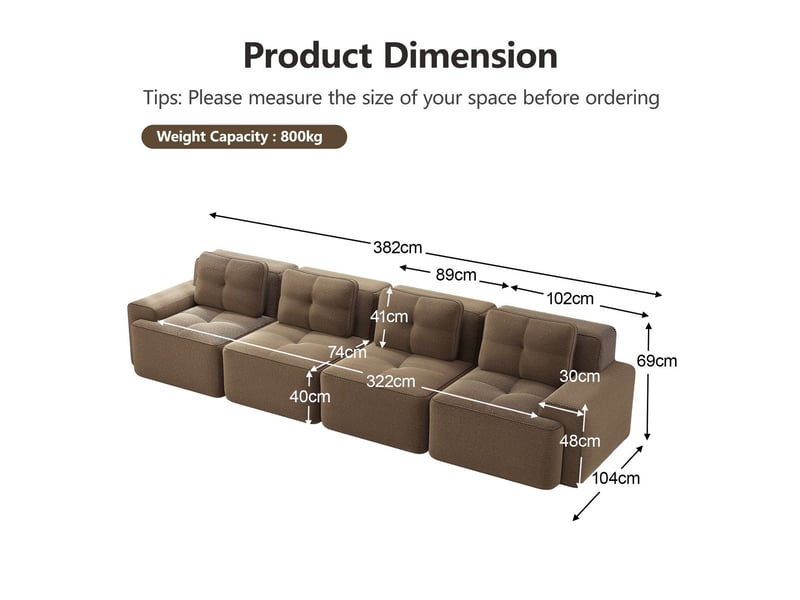  Canapé modulable assise profonde rembourrage confortable tissu côtelé montage sans assemblage  - Conforama C