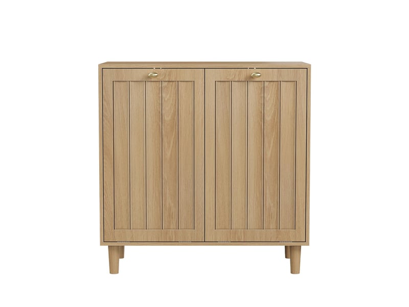  Meuble panier à linge 2 bacs amovibles en mdf coloris chêne 69.5 x 35 x 70.5 cm W3180P465393 - Conforama A