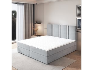 Lit avec rangement 140x200 cm <strong>MASSENO</strong>  <strong></strong> coloris gris