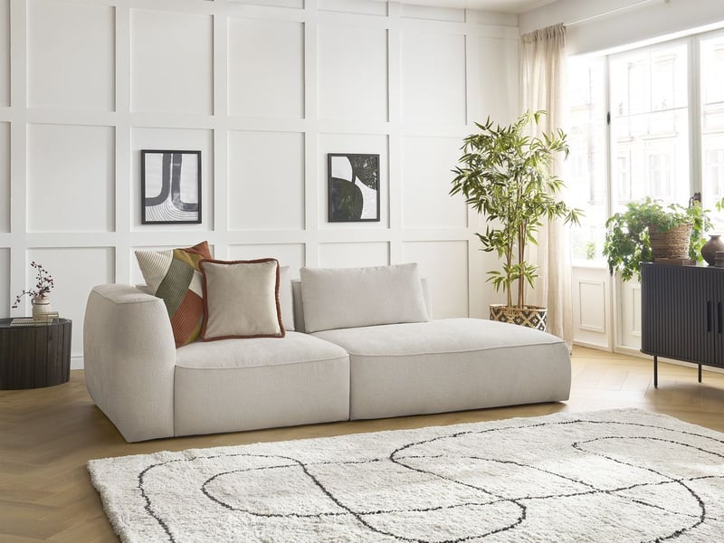  Bobochic canapé droit fixe 3 places leopold tissu texturé beige  accoudoir gauche LEOPOLD - Conforama B