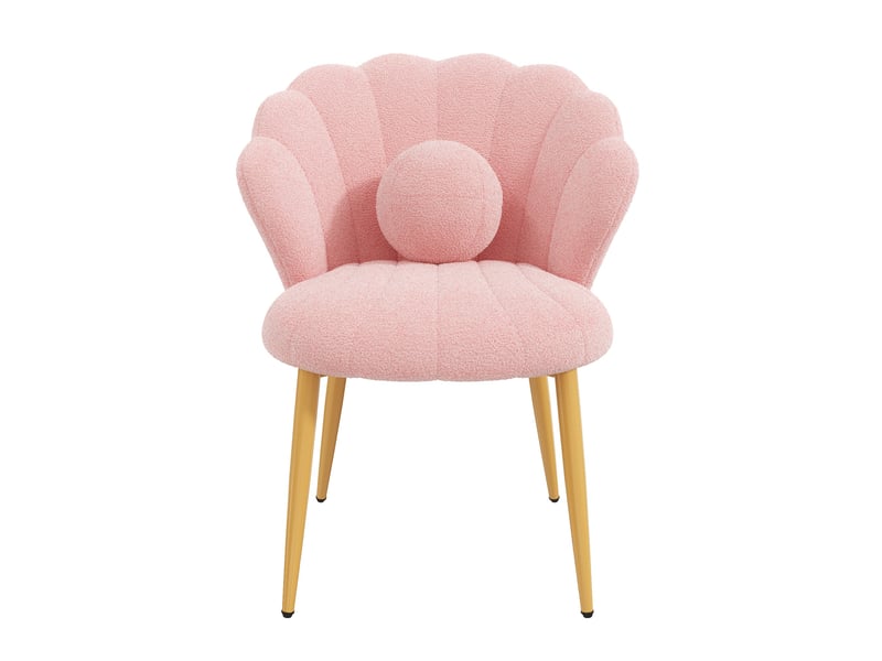  Lot de 6 chaises de salle à manger 60 x 62,5 x 83 cm roses, tissu peluche, pieds métalliques dorés  - Conforama D