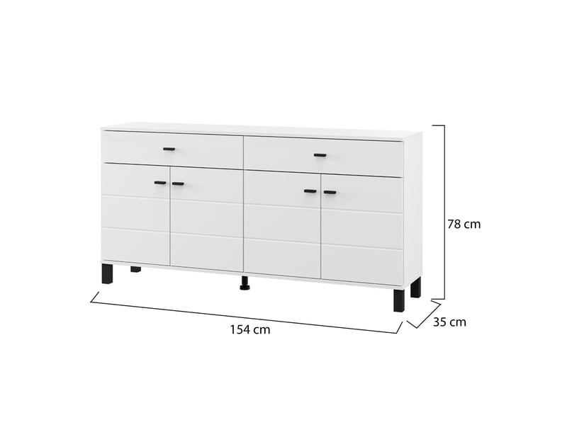  Buffet barich, enfilade 3 étagères, 154x35x78h cm blanc Barich - Conforama E