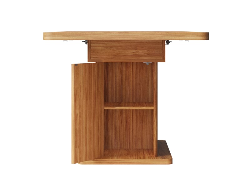 Table extensible 120 à 160 x 80 cm marron foncé aspect bois, mdf métal, rangement dissimulé à étagères  - Conforama E