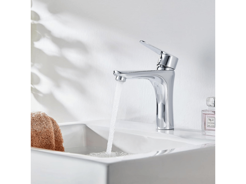  Robinet de lavabo de salle de bain, robinet de lavabo, en acier inoxydable, chaud et froid, chromé, avec tuyau d'arrivée d'eau de 60 cm  - Conforama B