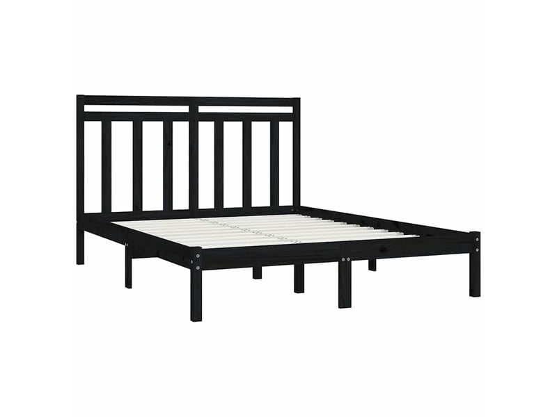  Lit double- lit adulte -  cadre de lit sans matelas noir 140x190 cm bois massif  - Conforama C