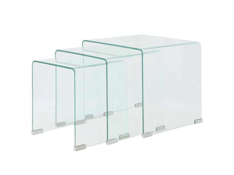  Ensemble de tables gigognes 3 pcs verre trempé transparent  - Conforama A