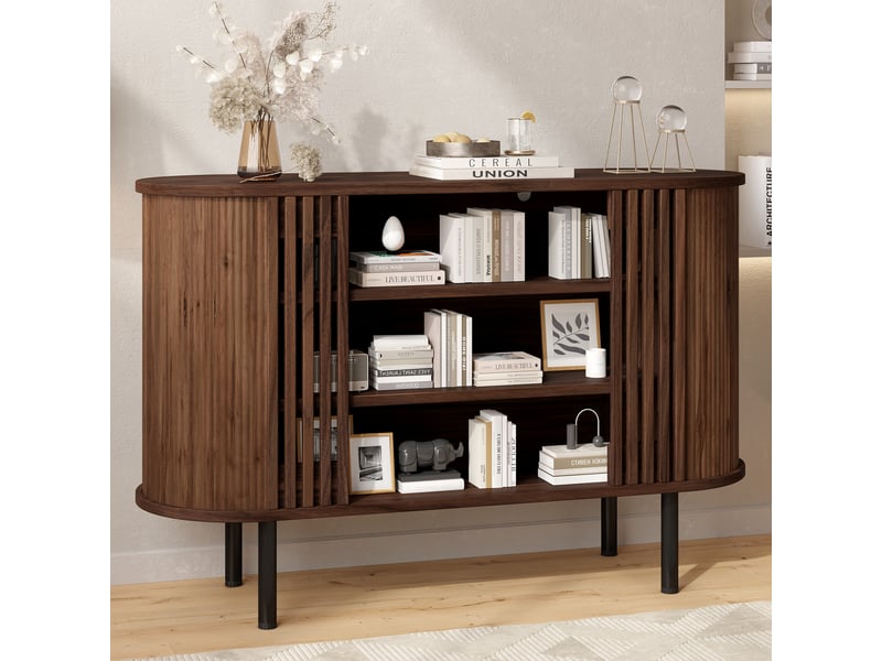  Buffet ouvert 3 compartiments 120 cm coloris noyer evryae  - Conforama B