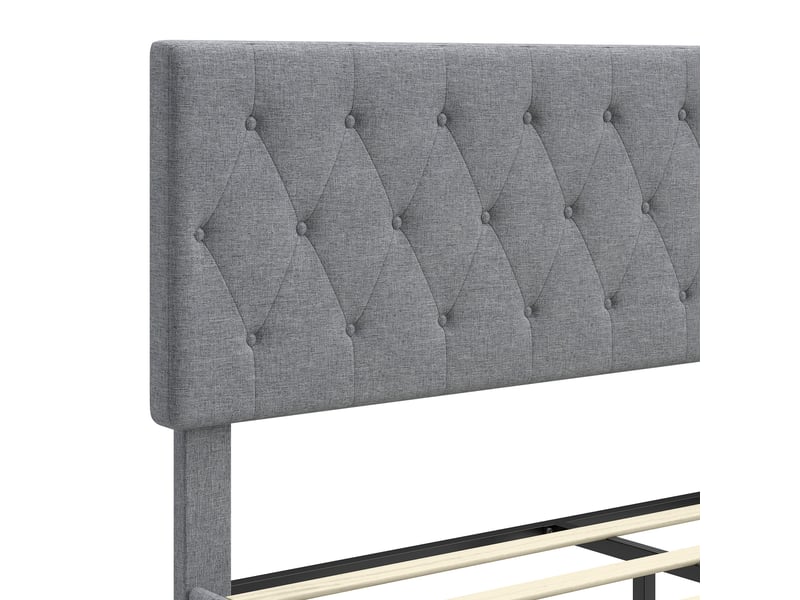  Lit double design chesterfield - tête de lit, pied de lit et sommier - compatible matelas 140x190cm - gris  - Conforama D