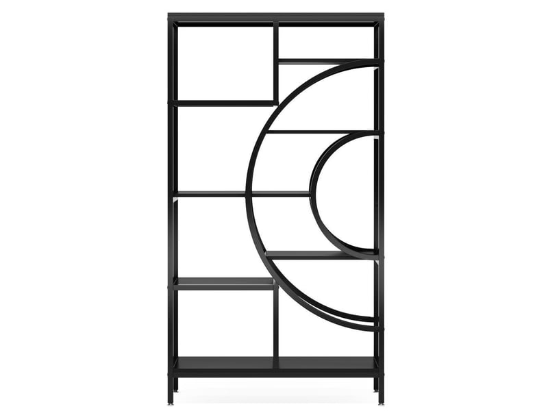 Bibliothèque géométrique grise de 179 cm, style industriel, 8 étagères ouvertes avec cadre métallique, pour salon  - Conforama B