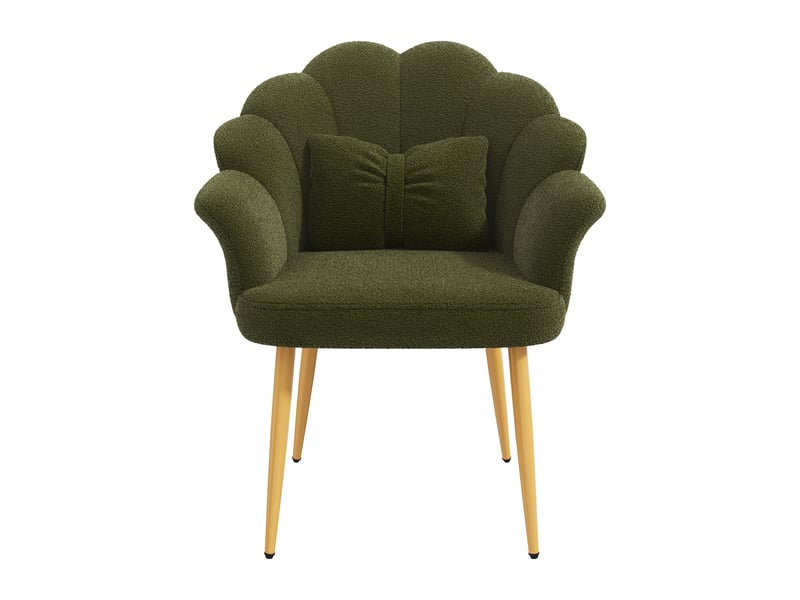  Lot de 6 chaises de salle à manger avec accoudoirs 64x65,5x85 cm tissu teddy vert  - Conforama D
