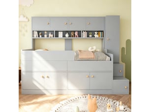 Lit avec rangement 90x200 cm <strong></strong> <strong></strong> coloris gris