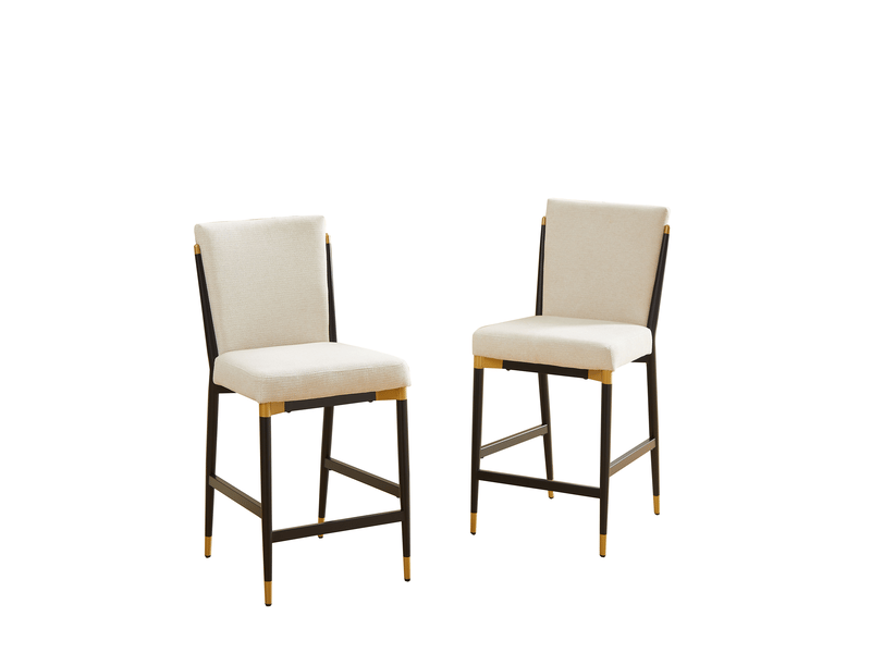  Lot de 2 tabourets de bar en tissu beige avec repose-pieds W3349P383476 - Conforama A