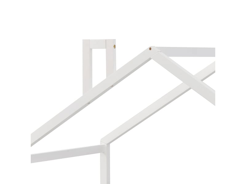  Lit enfant 90x200, garde-corps sécurité lit cabane enfant, structure pin massif, peinture non toxique, design cheminée ludique  - Conforama D