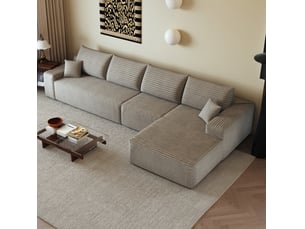 Canapé d'angle modulaire 340x175x83 cm velours côtelé camel